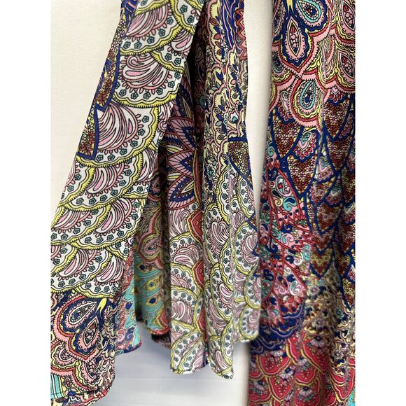 MSK Paisley Bell Sleeve Dress 1X – Colorful Boho Print - Picture 3 of 8